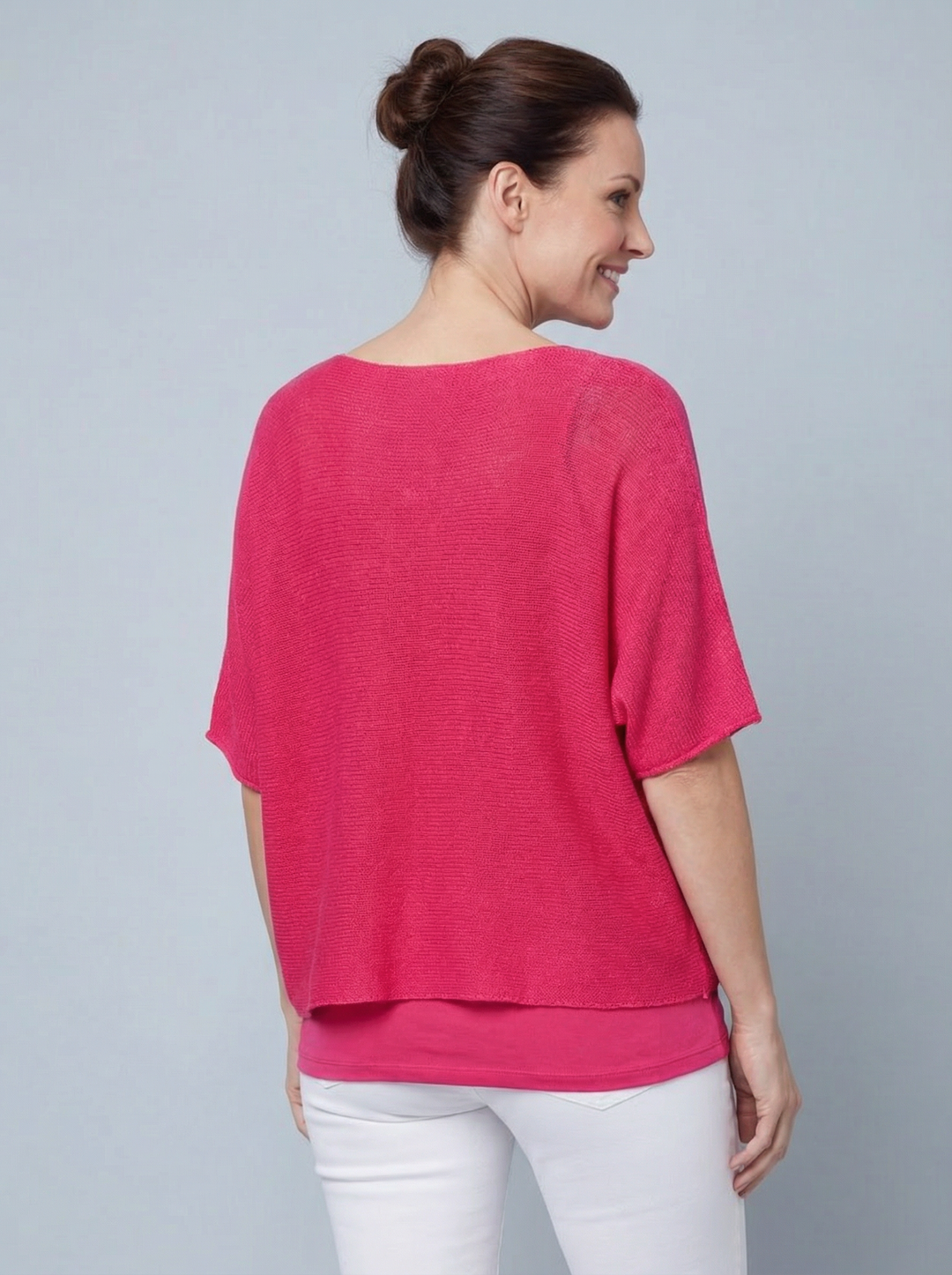 "RAYA” Fine Knit Top - Cerise Pink