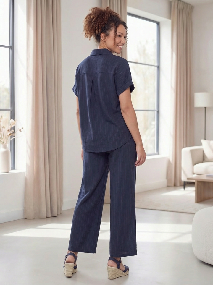 “SONIA”  Pinstripe Co-Ord Set - Navy