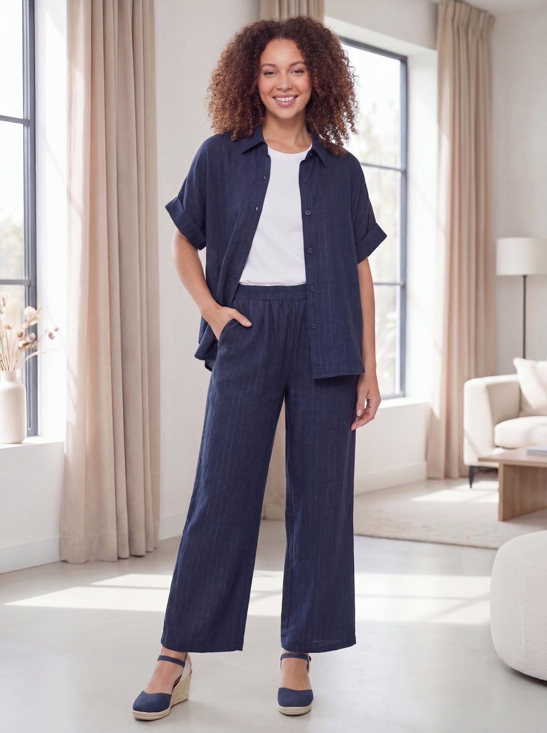 “SONIA”  Pinstripe Co-Ord Set - Navy