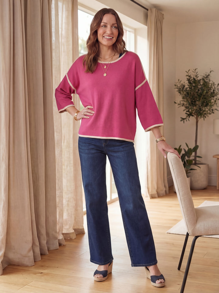 "CHLOE” Relaxed Fit Luxury Top - Cerise Pink