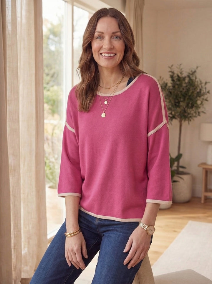 "CHLOE” Relaxed Fit Luxury Top - Cerise Pink