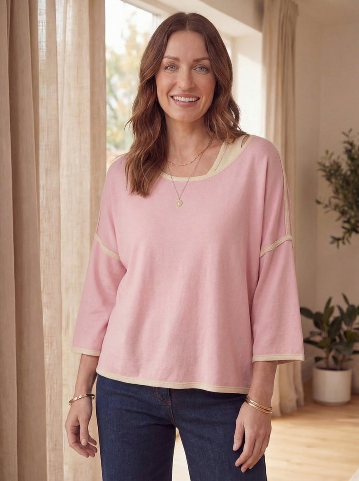 "CHLOE” Relaxed Fit Luxury Top - Blush Pink