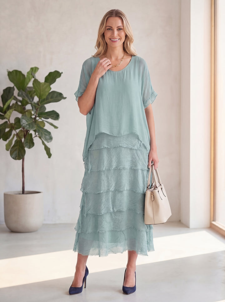 "ELLIE” Silk Dress - Mint
