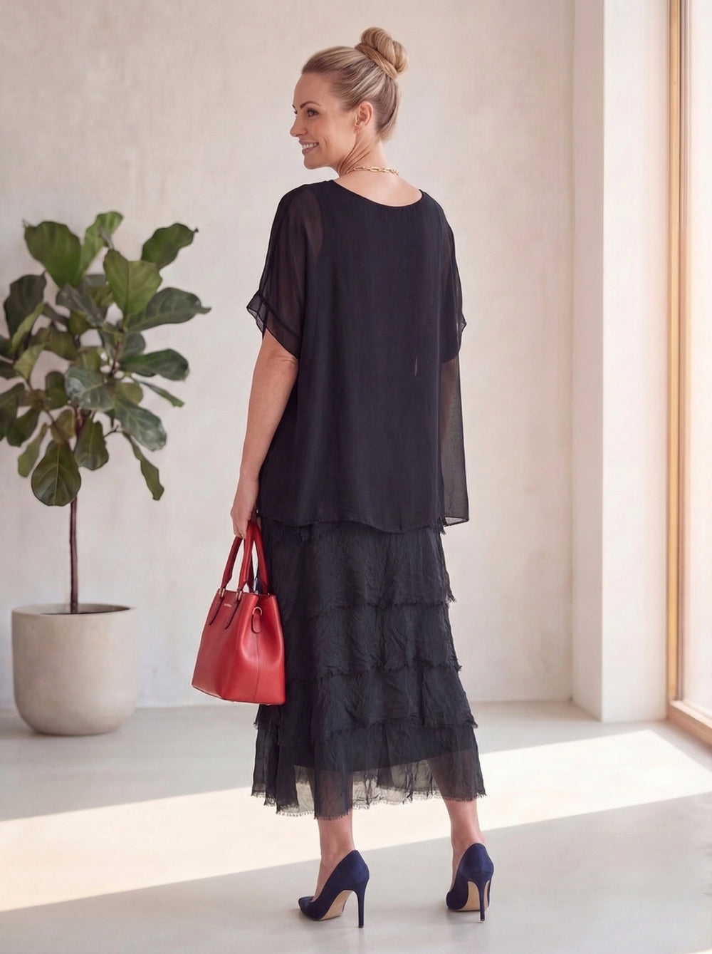 "ELLIE” Silk Dress - Black