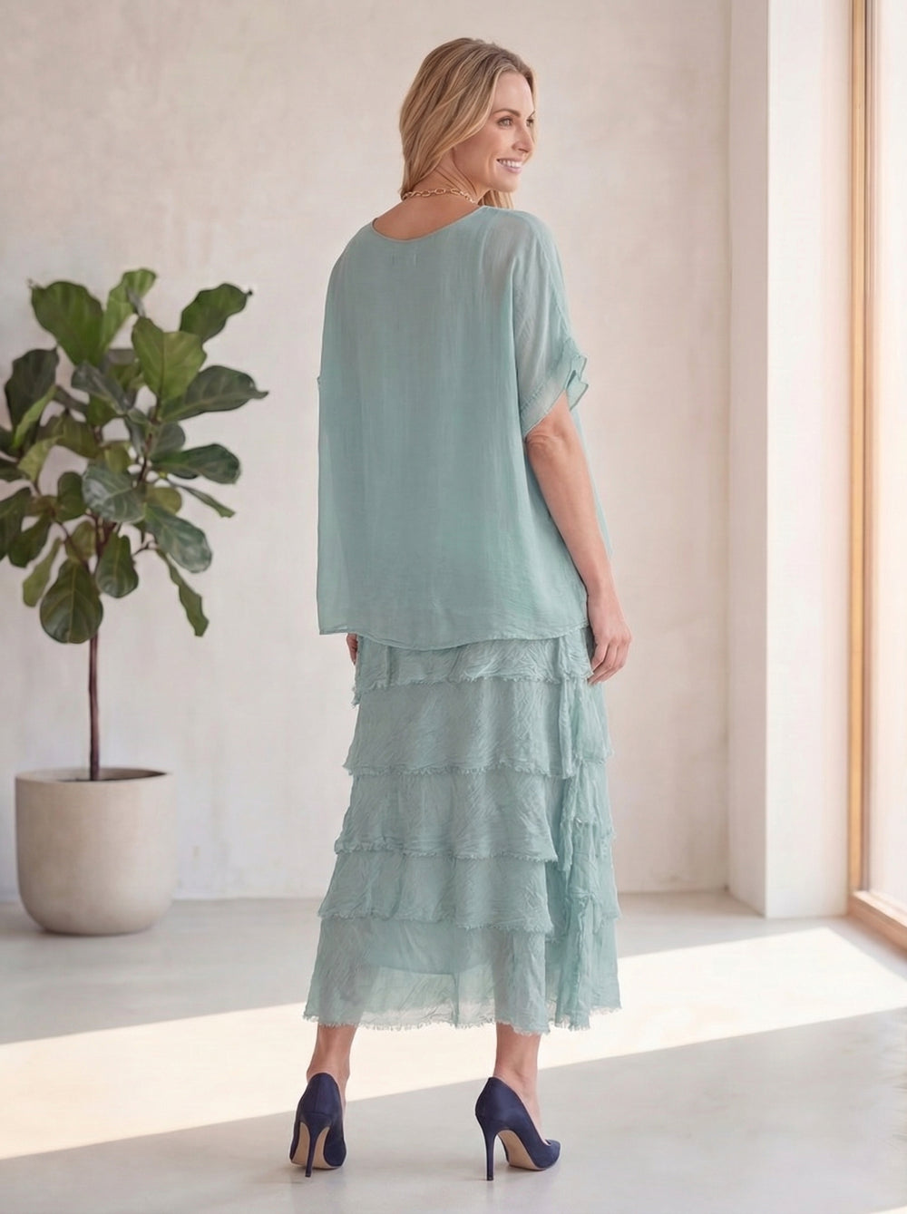 "ELLIE” Silk Dress - Mint