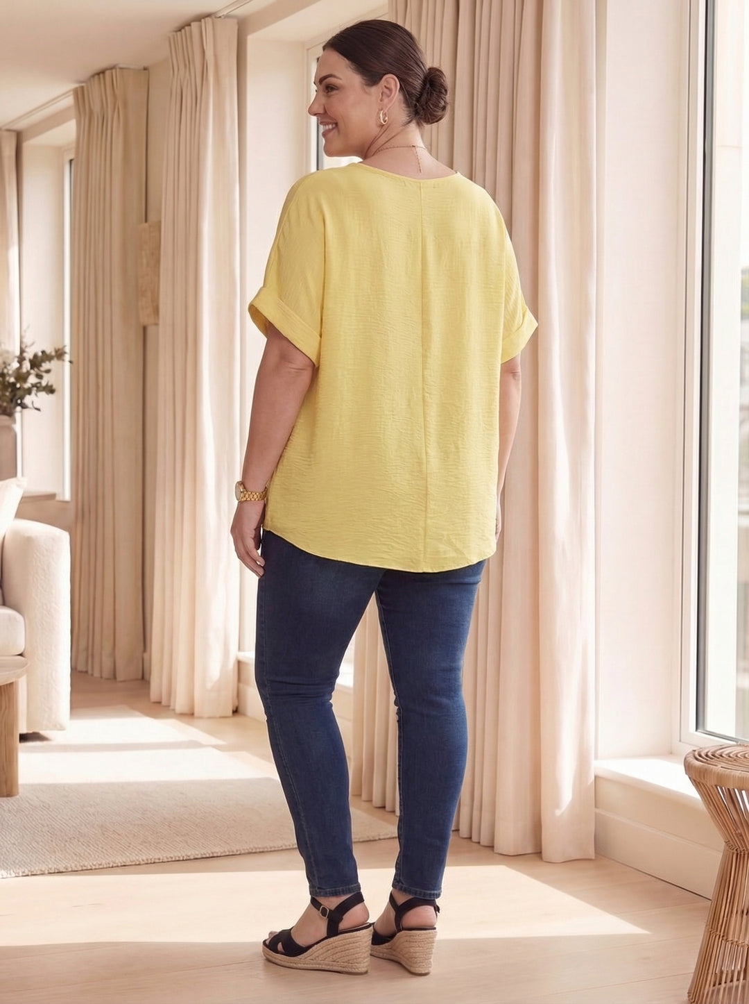 “ARIANA” Relaxed Fit Top/Blouse - Yellow
