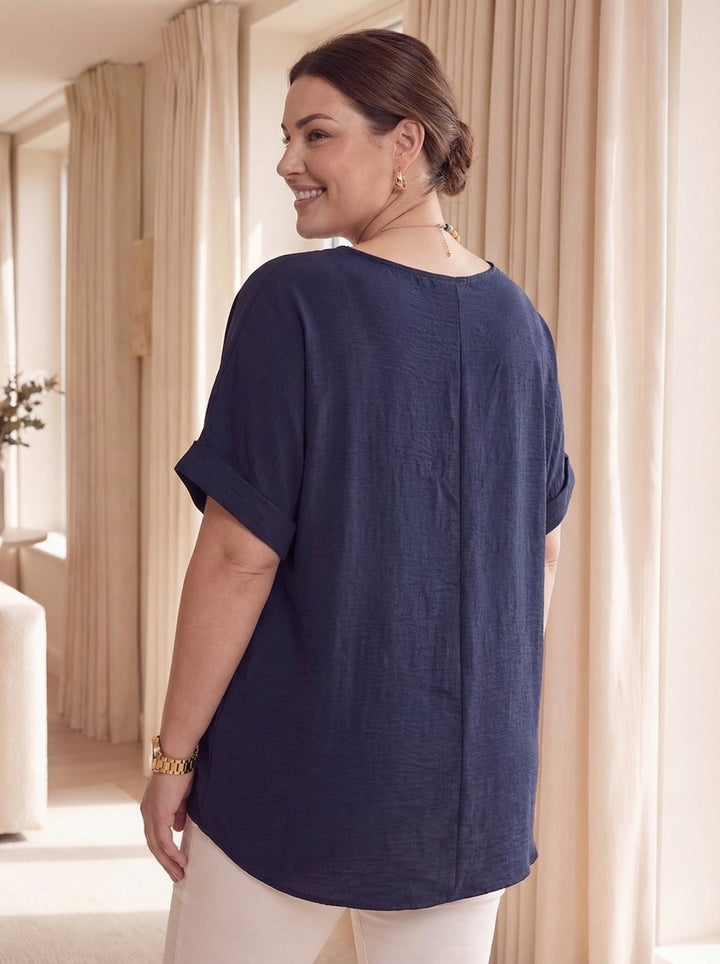 “ARIANA” Relaxed Fit Top/Blouse - Navy