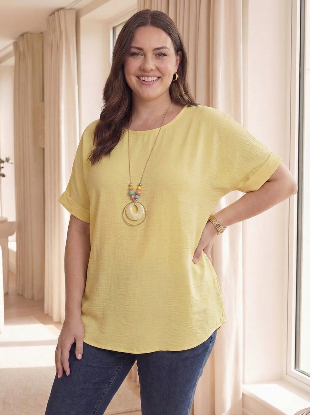 “ARIANA” Relaxed Fit Top/Blouse - Yellow