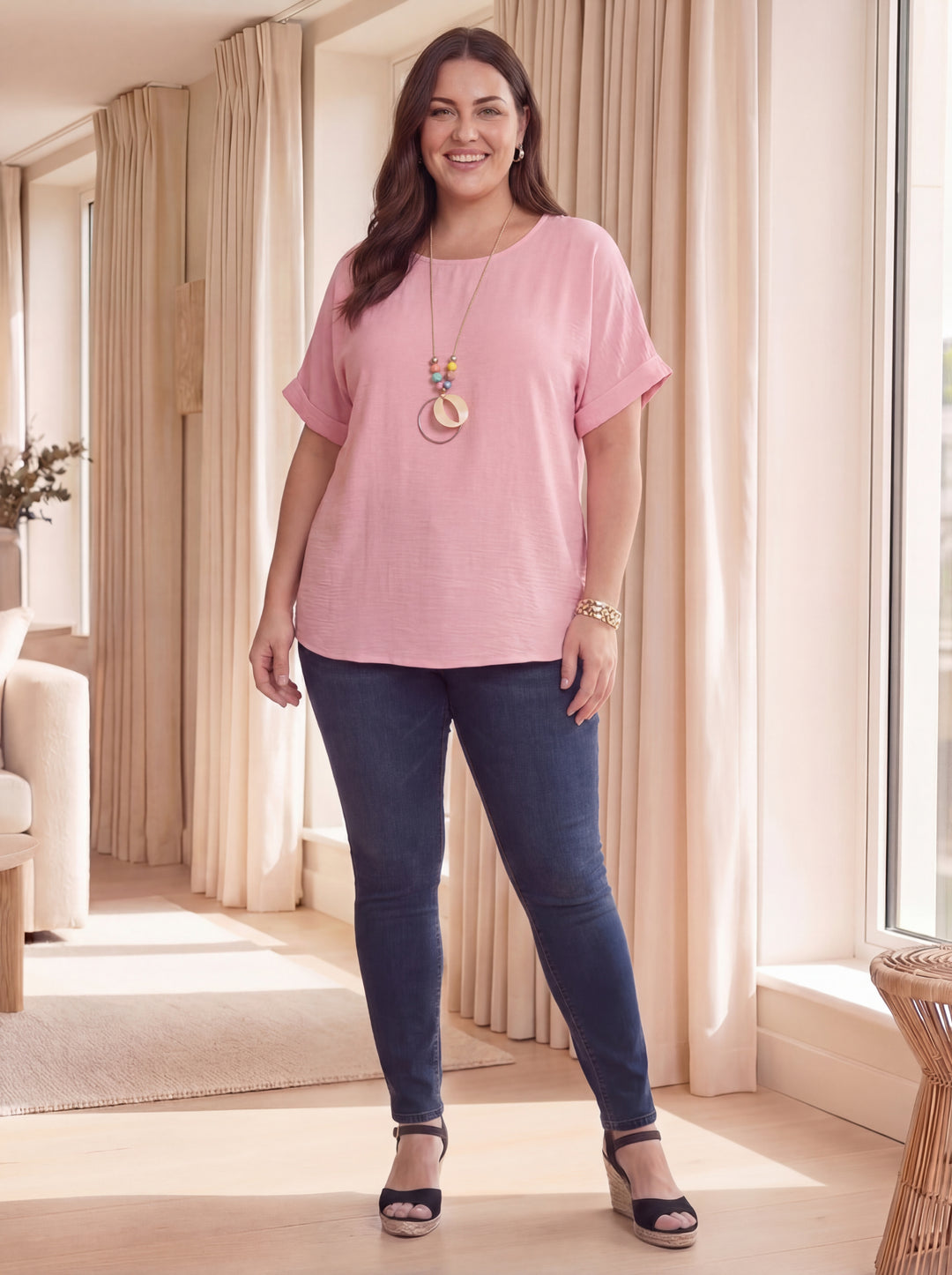 “ARIANA” Relaxed Fit Top/Blouse - Baby Pink