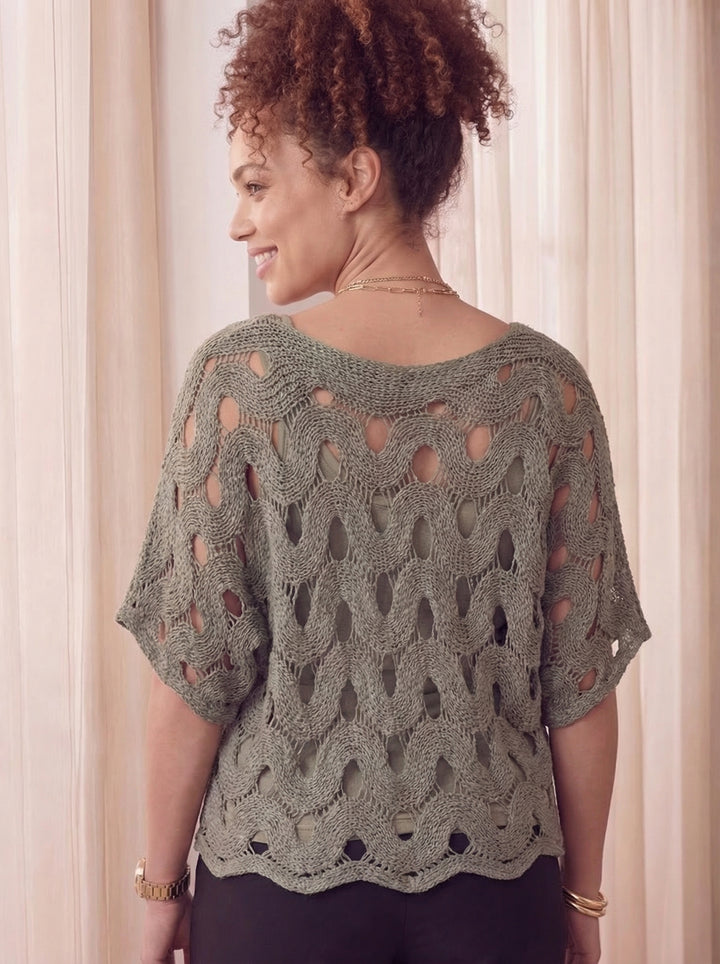 "HANNAH” Crochet Top - Khaki Green