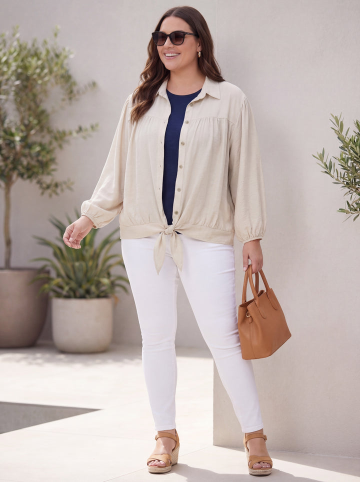 "SALLY" Cotton Shirt / Shacket- Cream