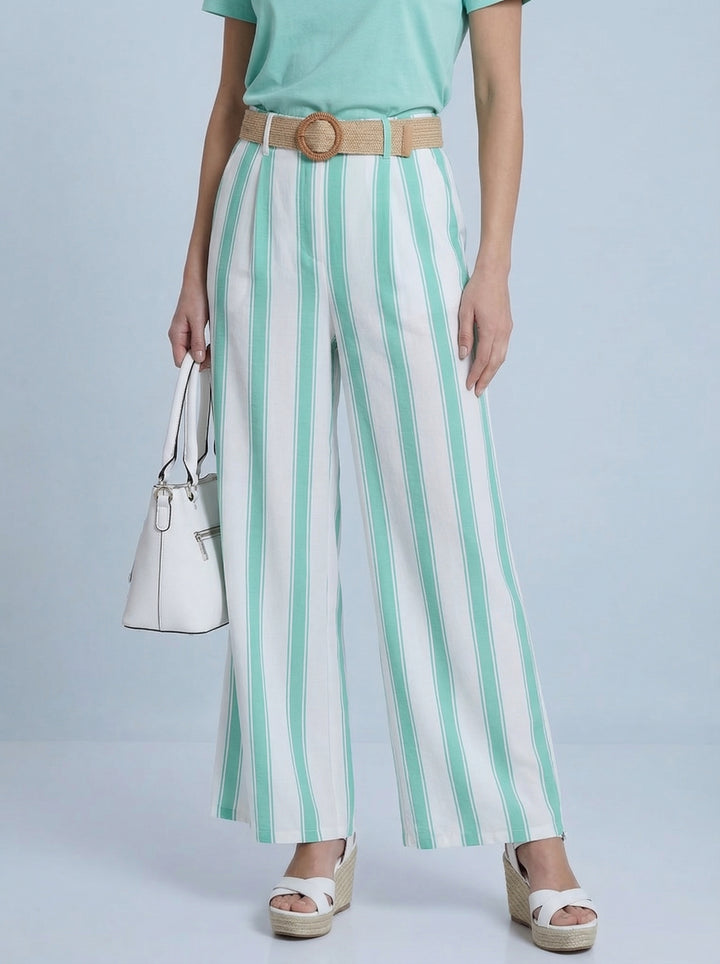 “SYLVIE” Stripe Trousers - Mint