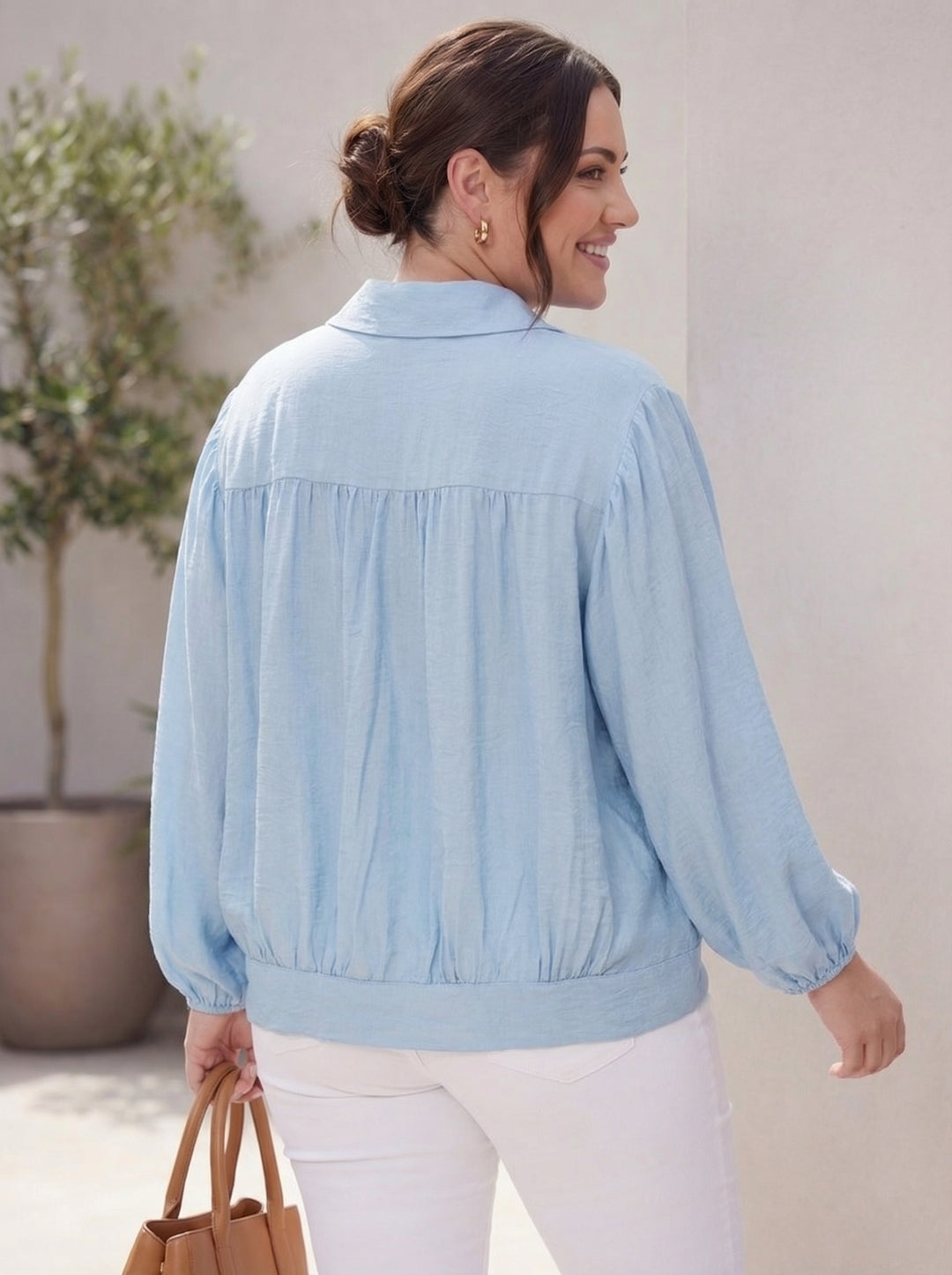 "SALLY" Cotton Shirt / Shacket- Sky Blue