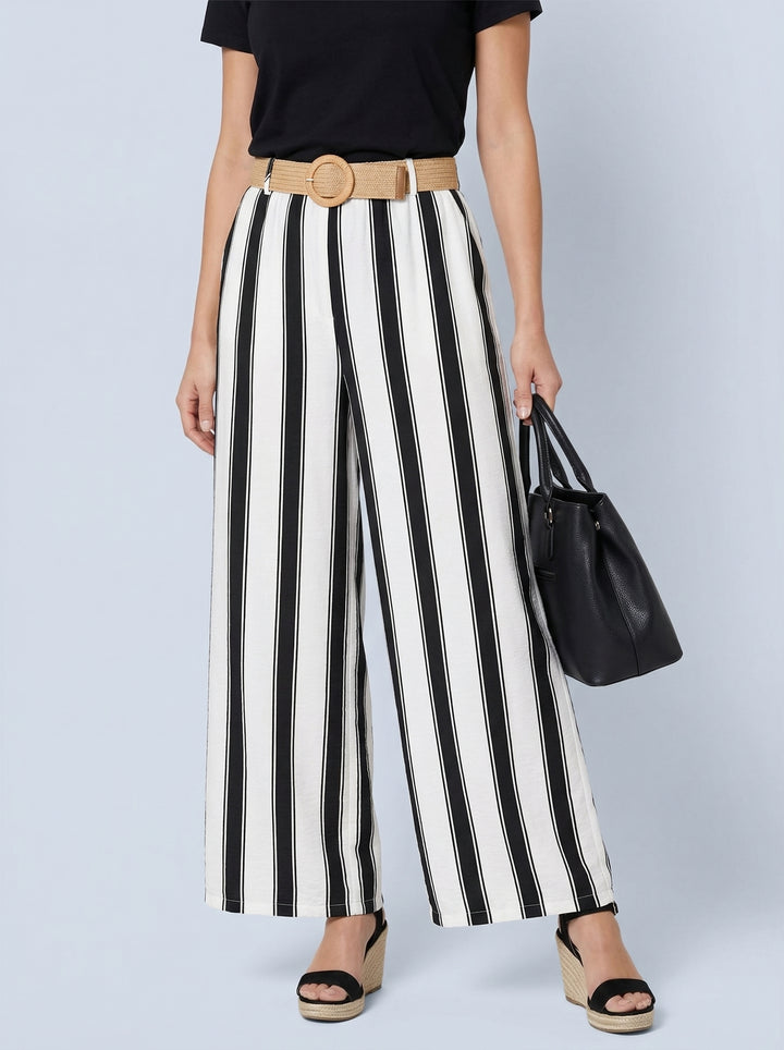 “SYLVIE” Stripe Trousers - Black