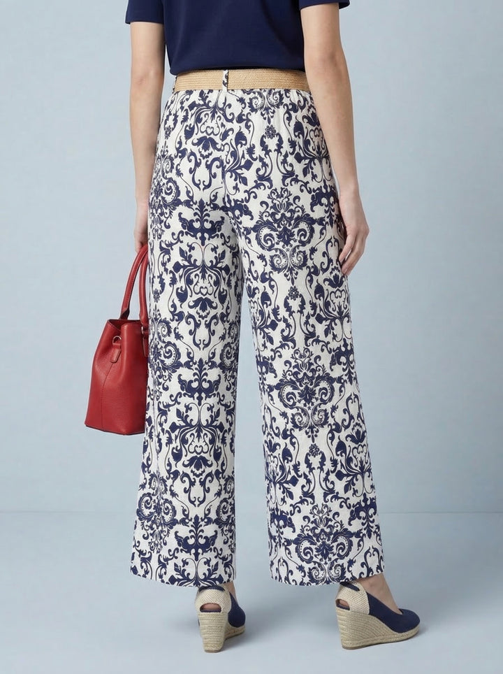 “MILLIE” Paisley Trouser - Navy