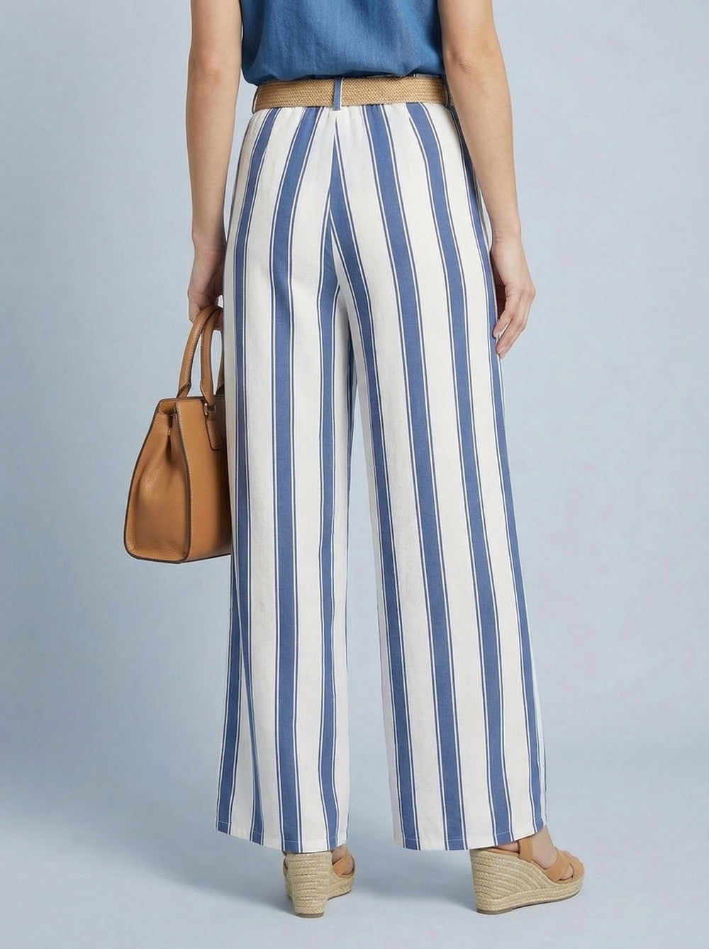 “SYLVIE” Stripe Trousers - Dark Denim