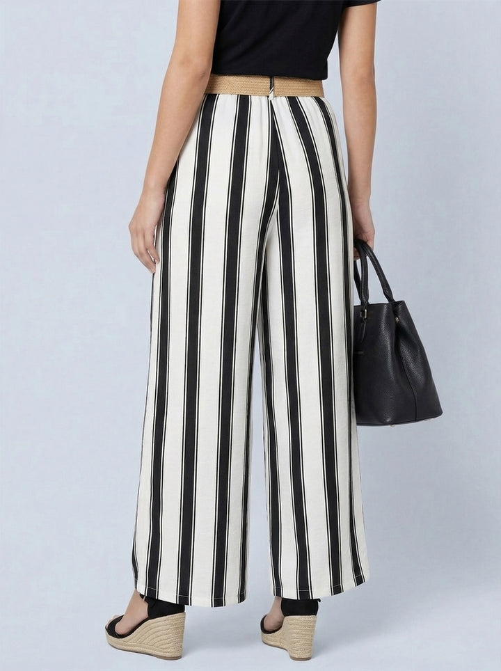 “SYLVIE” Stripe Trousers - Black