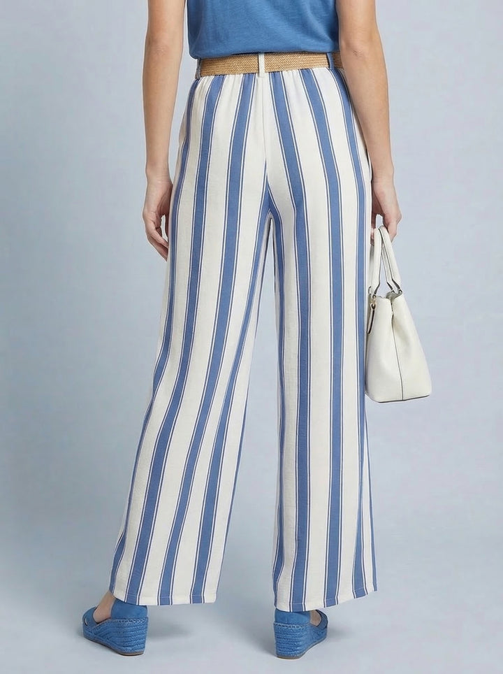 “SYLVIE” Stripe Trousers - Light Denim