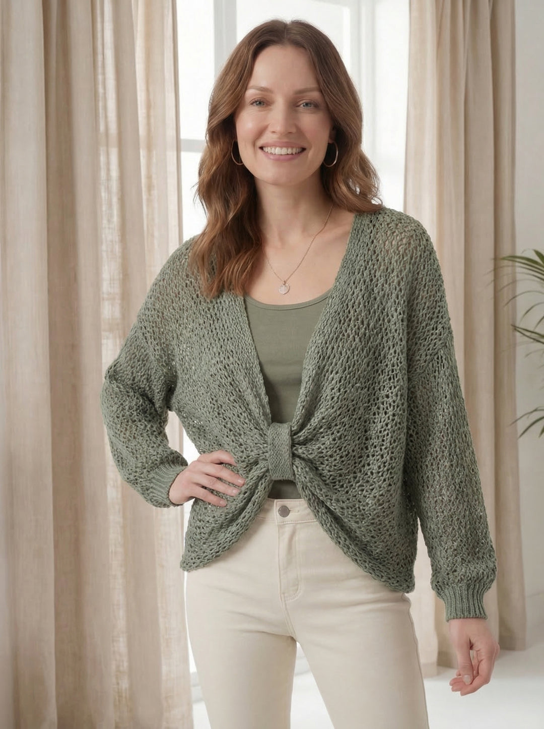 "SOPHIA” Crossover Fine Knit Top