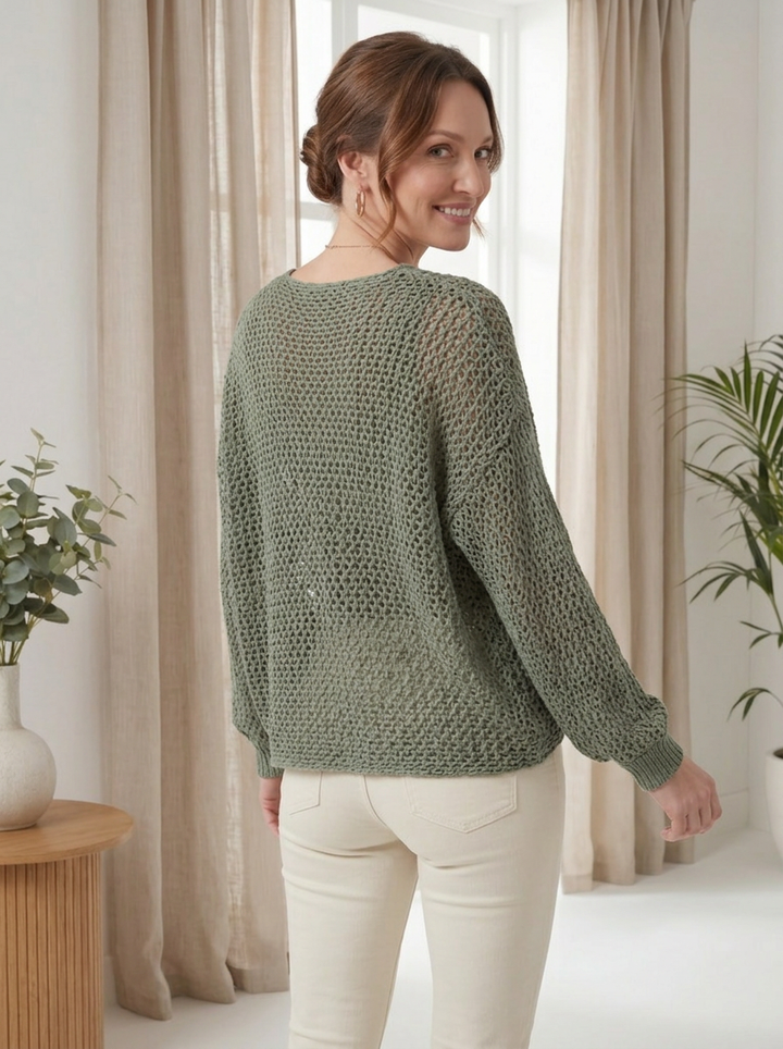 "SOPHIA” Crossover Fine Knit Top