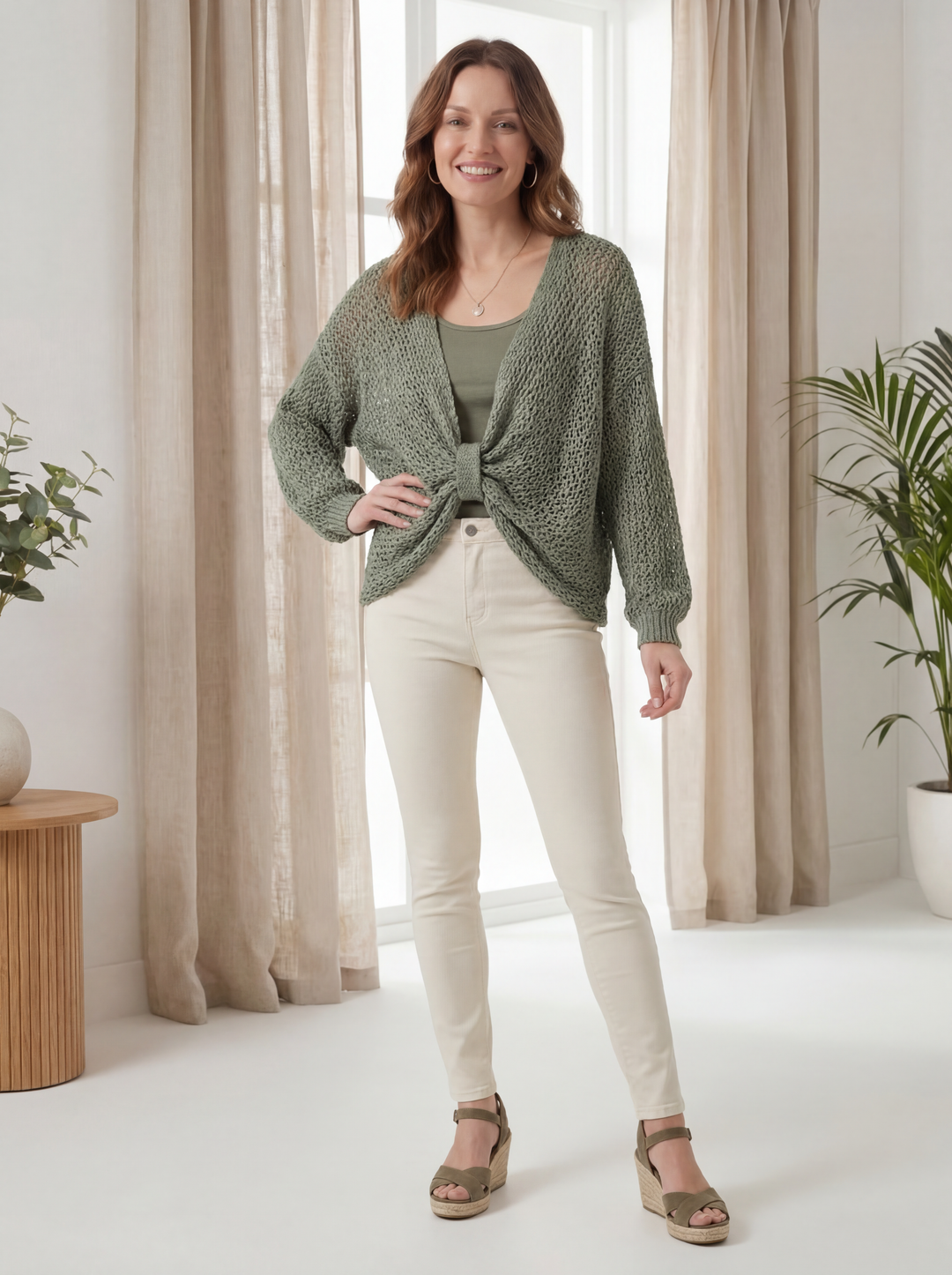 "SOPHIA” Crossover Fine Knit Top