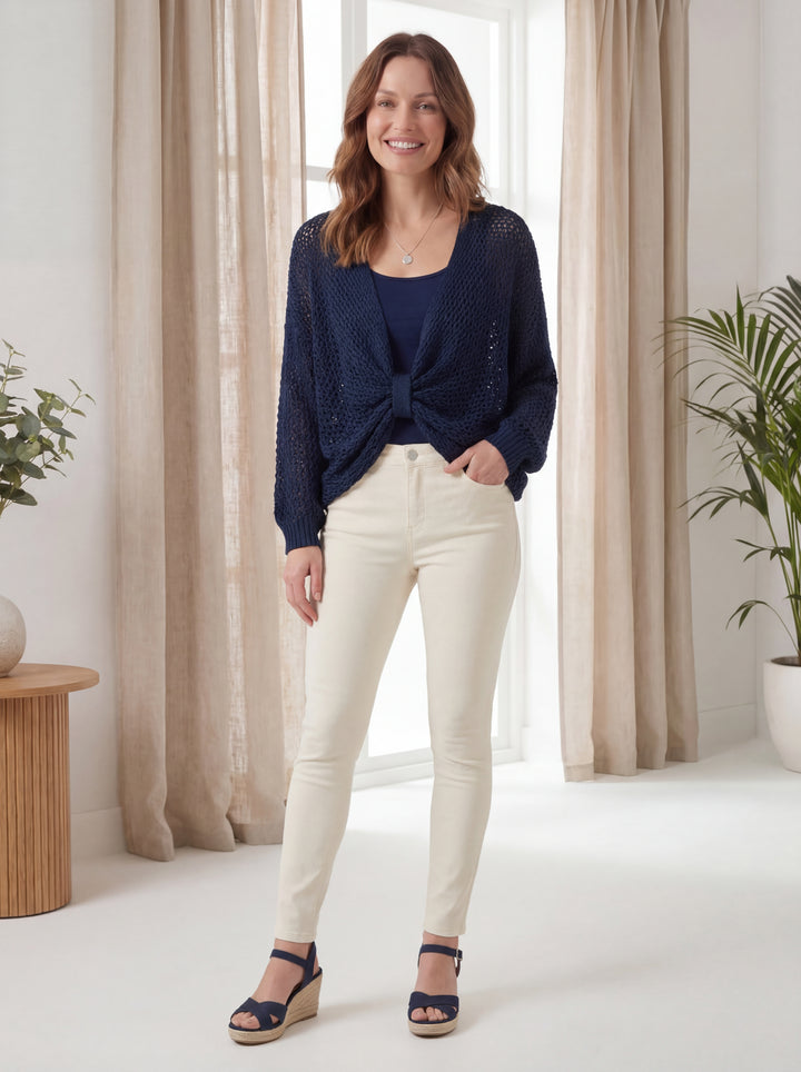 "SOPHIA” Crossover Fine Knit Top