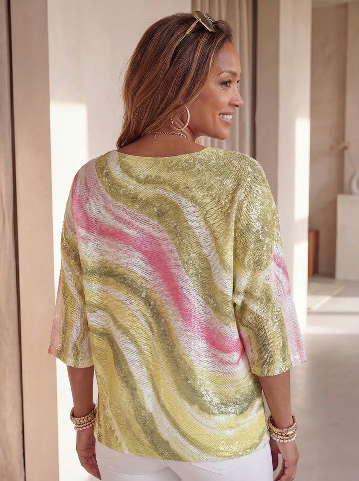 “KAYLEE” Fine Knit Top - Yellow/Pink