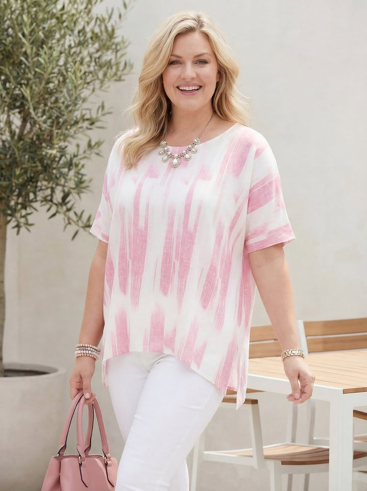"VIVIAN” Relaxed Fit  Cotton Top - Pink