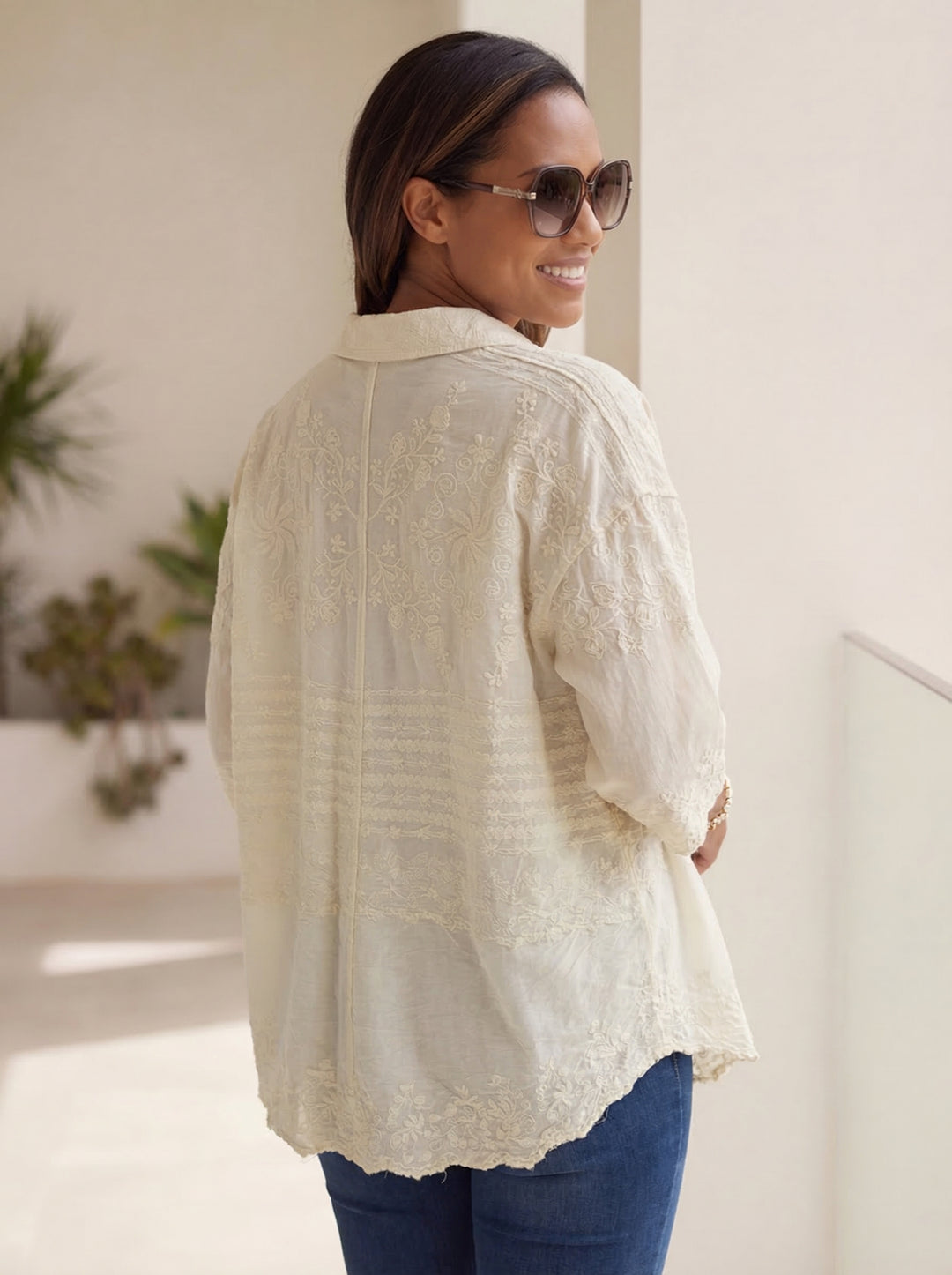 “BAILEY”  Embriodered Shirt / Shacket - Cream