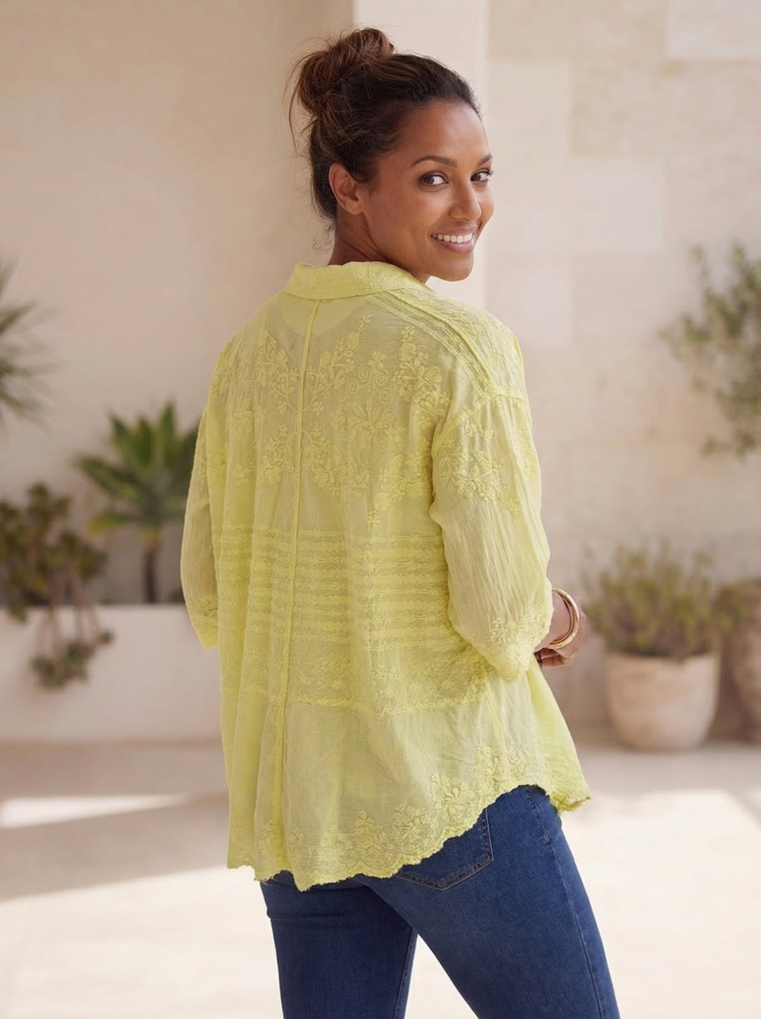 “BAILEY”  Embriodered Shirt / Shacket - Yellow