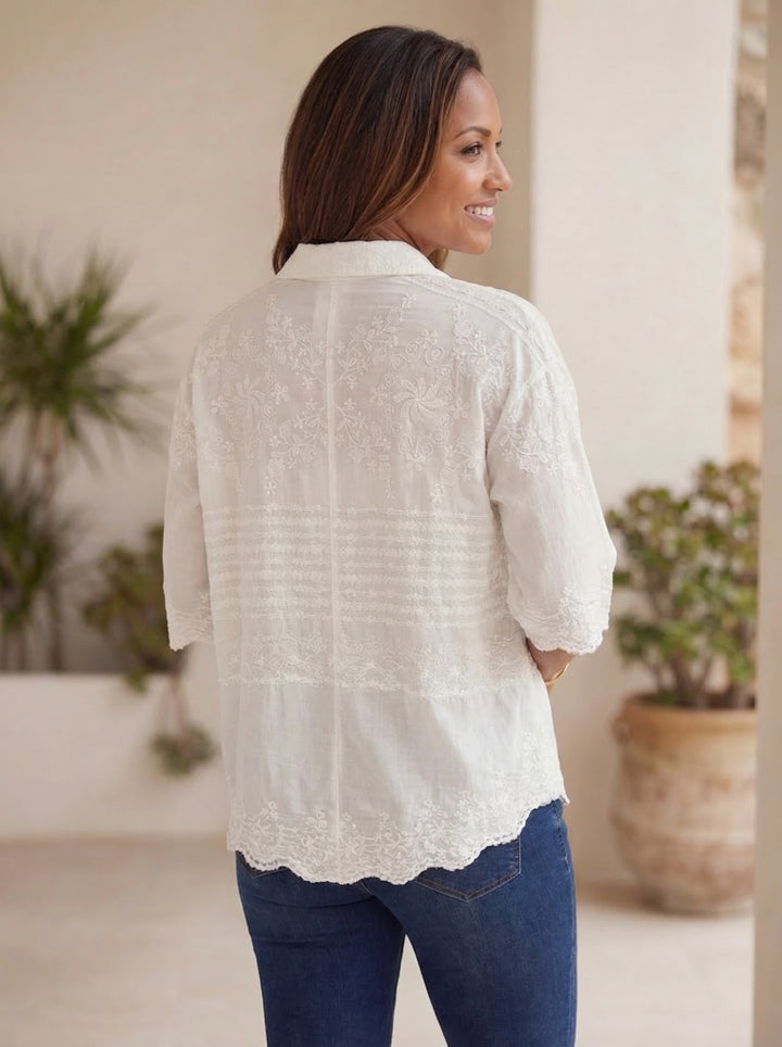 “BAILEY”  Embriodered Shirt / Shacket - White