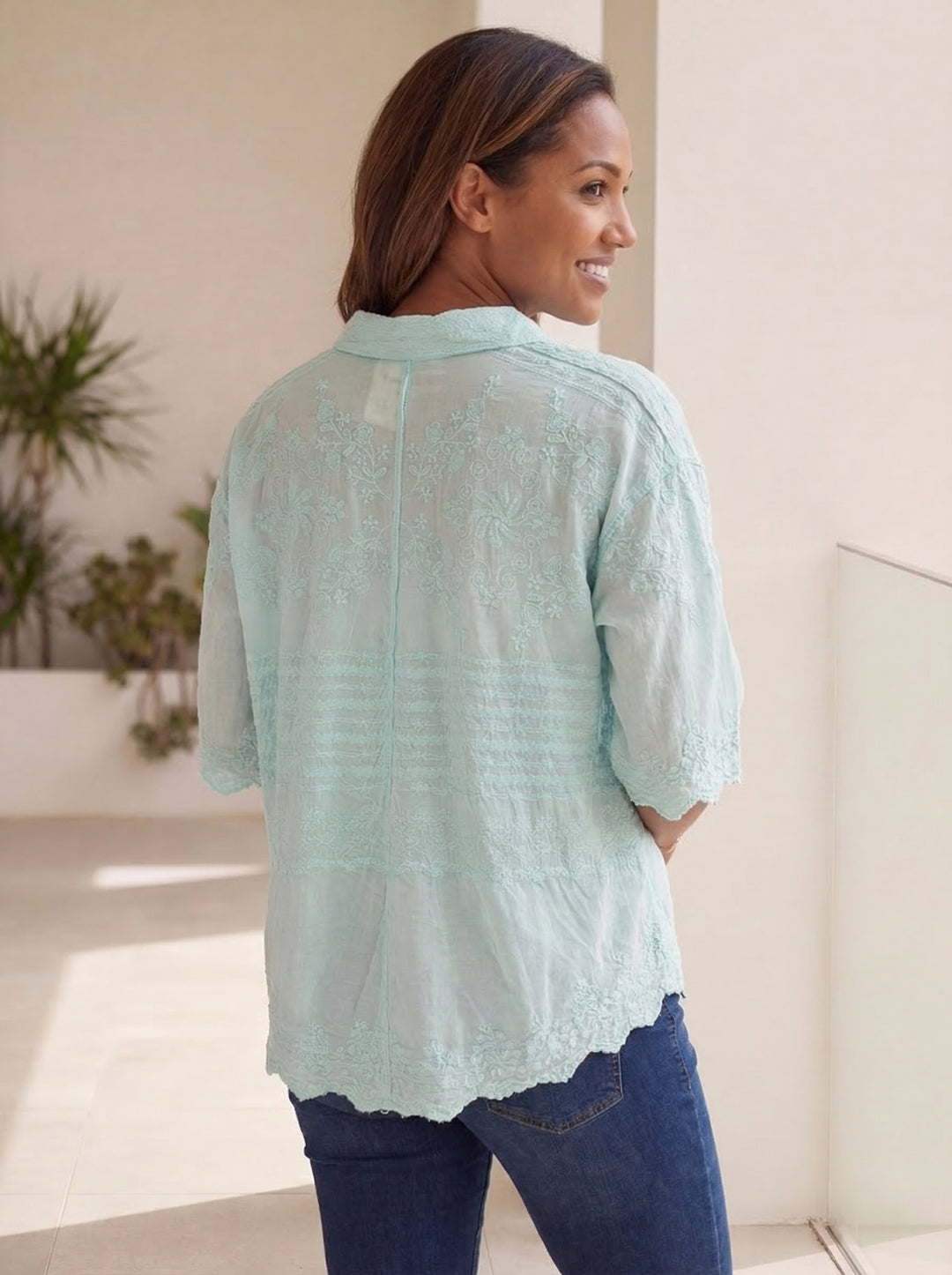 “BAILEY”  Embriodered Shirt / Shacket - Mint