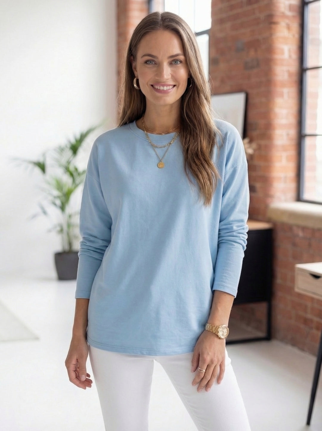 “ADELE” Longsleeve  Premium T-Shirt - Sky Blue