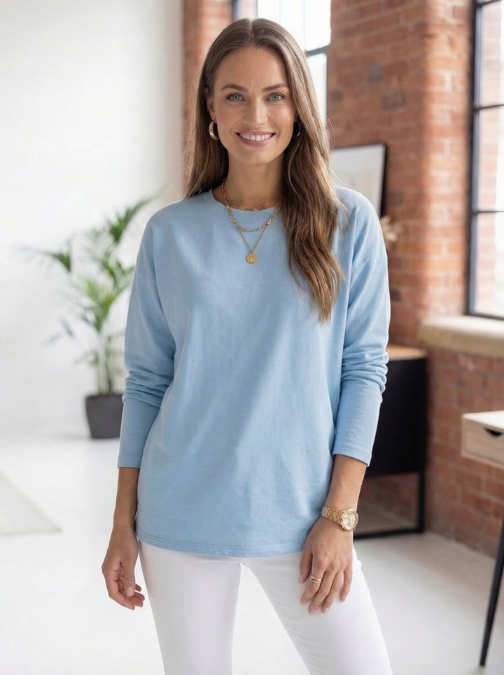 “ADELE” Longsleeve  Premium T-Shirt - Sky Blue