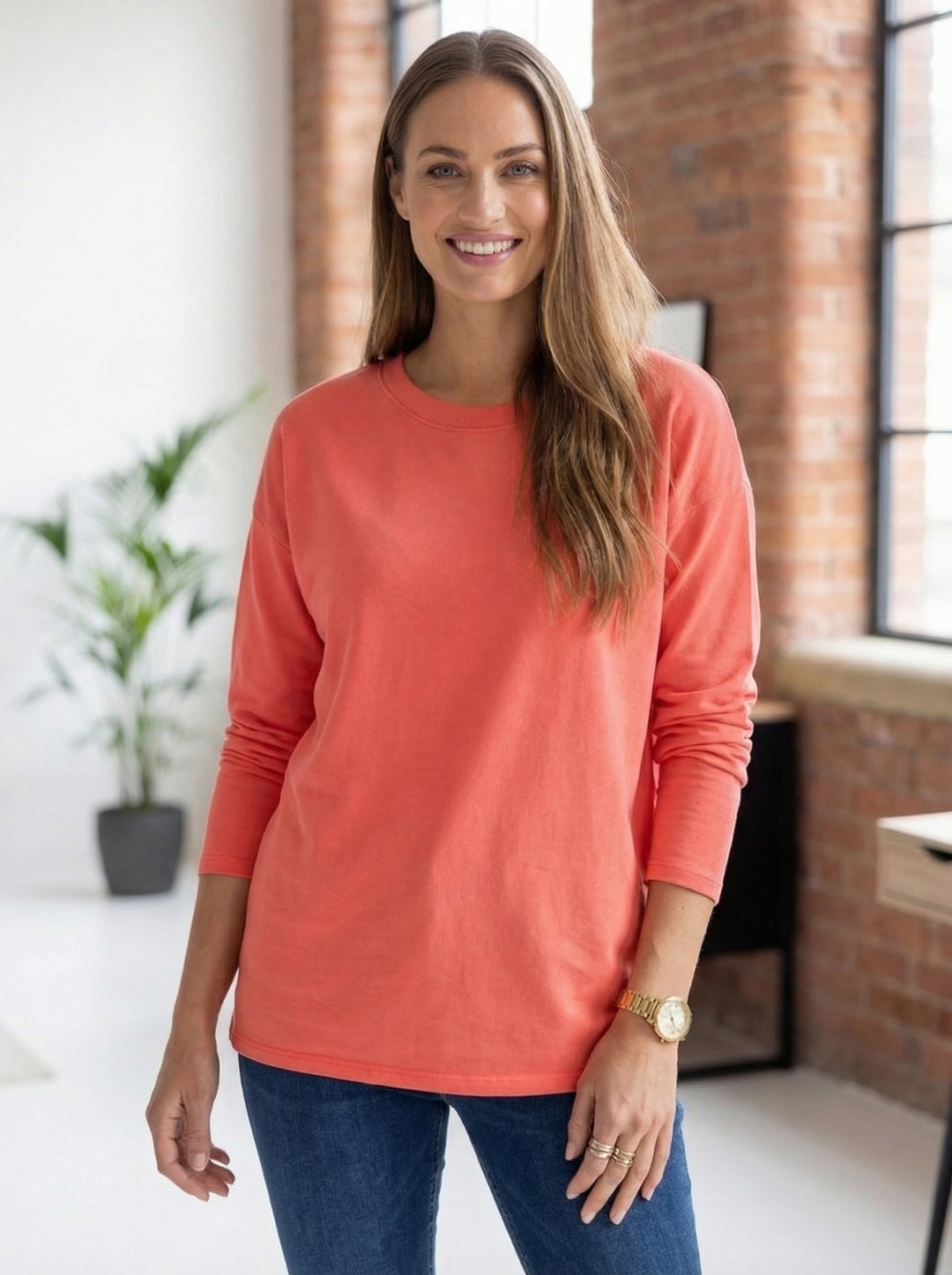 “ADELE” Longsleeve  Premium T-Shirt - Coral