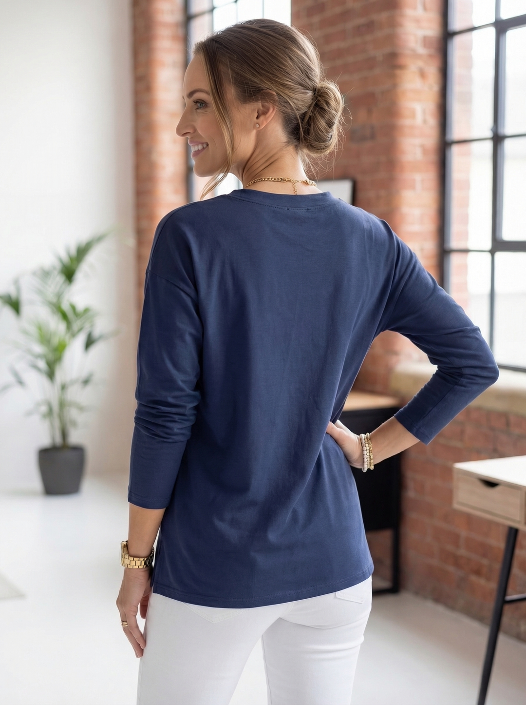 “ADELE” Longsleeve  Premium T-Shirt - Navy