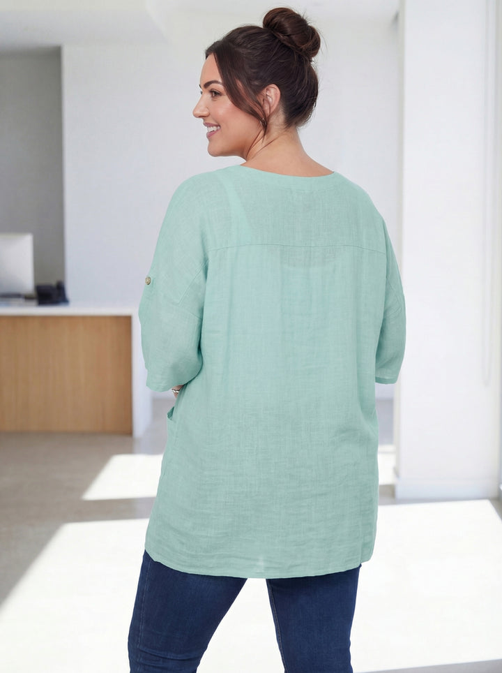 "NATALIE” Relaxed Fit Cotton Top - Mint