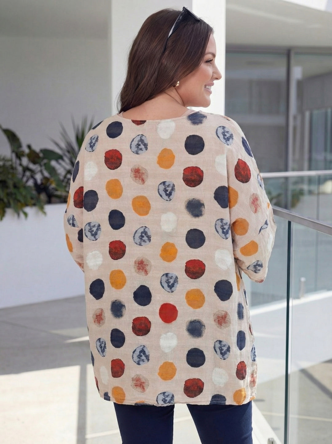 “NATALIE” Relaxed Fit Polka Dot Top - Blush Pink