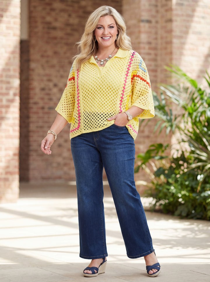 "KATHERINE” PREMIUM Crochet Top - Yellow