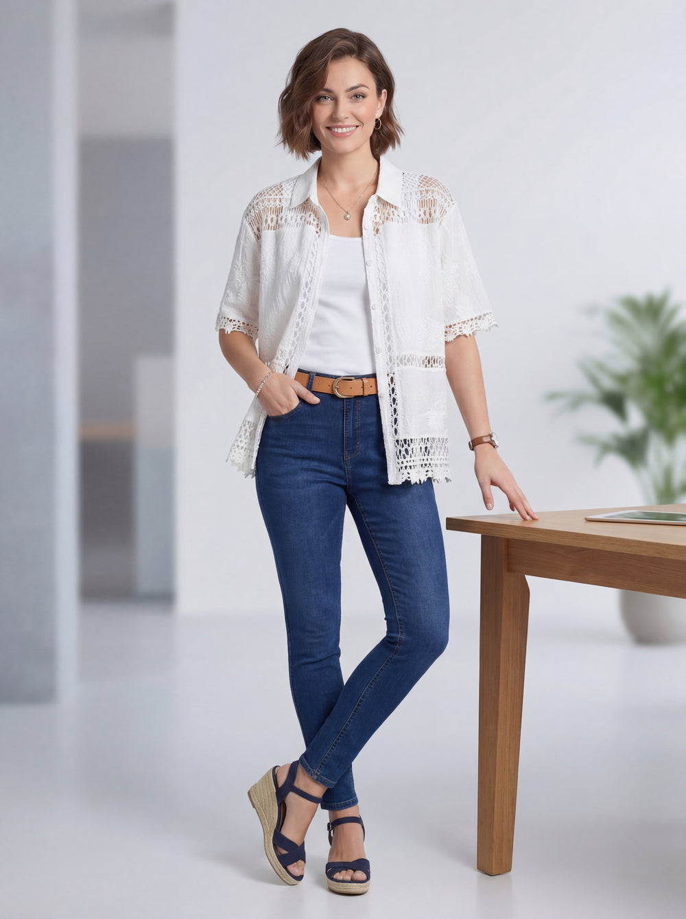 "LYDIA” Crochet Shirt / Blouse - White