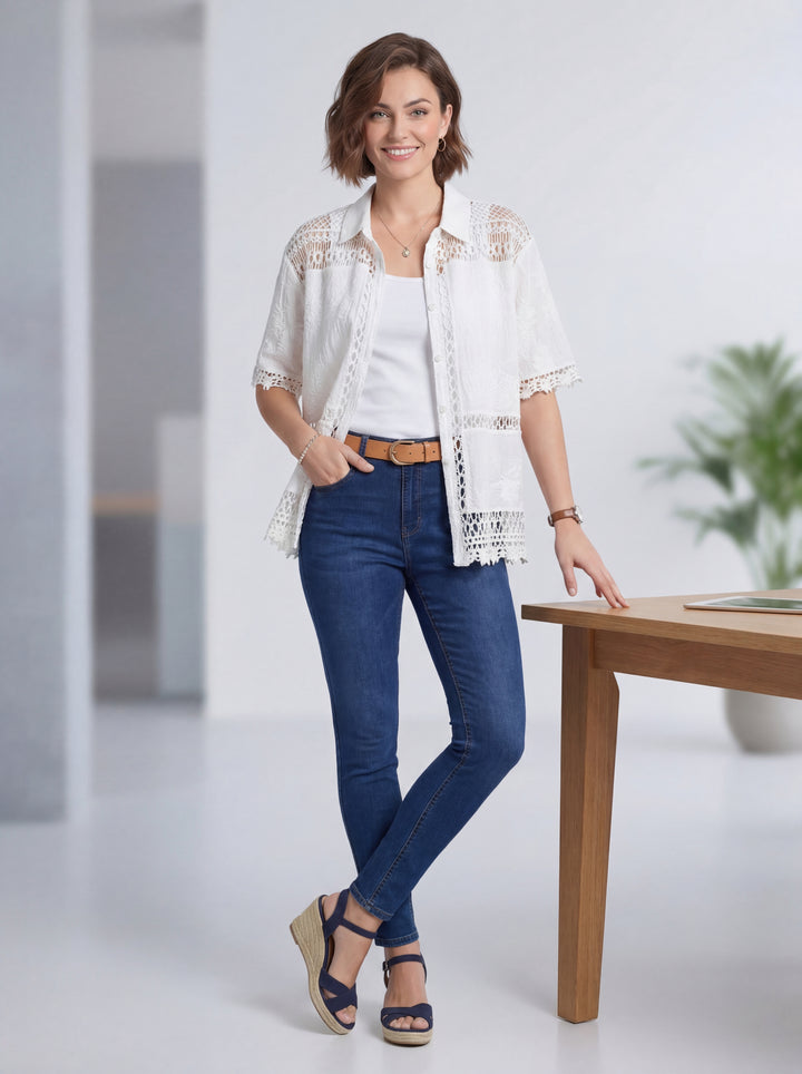 "LYDIA” Crochet Shirt / Blouse - White