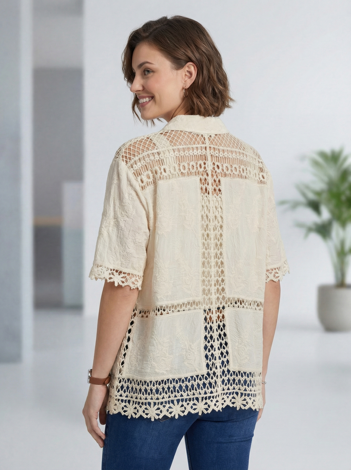 "LYDIA” Crochet Shirt / Blouse - Cream