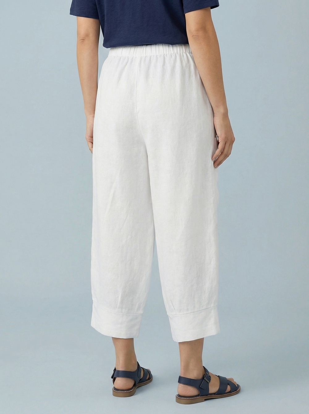 "VICKY” Crop Linen Trouser - White