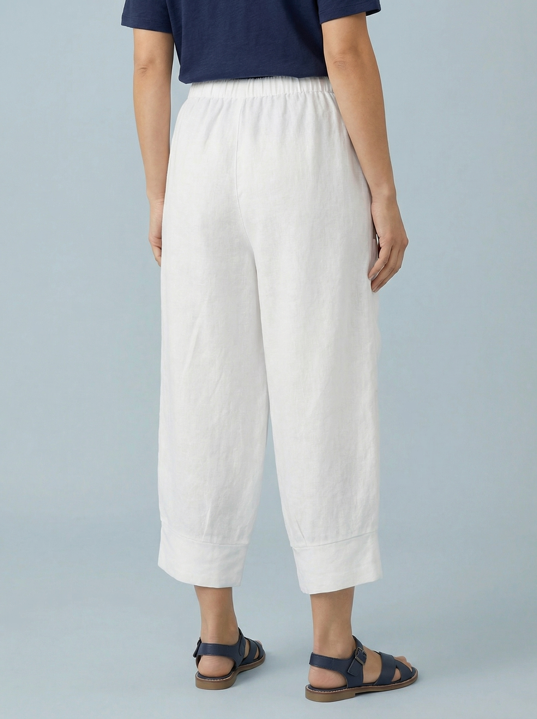 "VICKY” Crop Linen Trouser - White