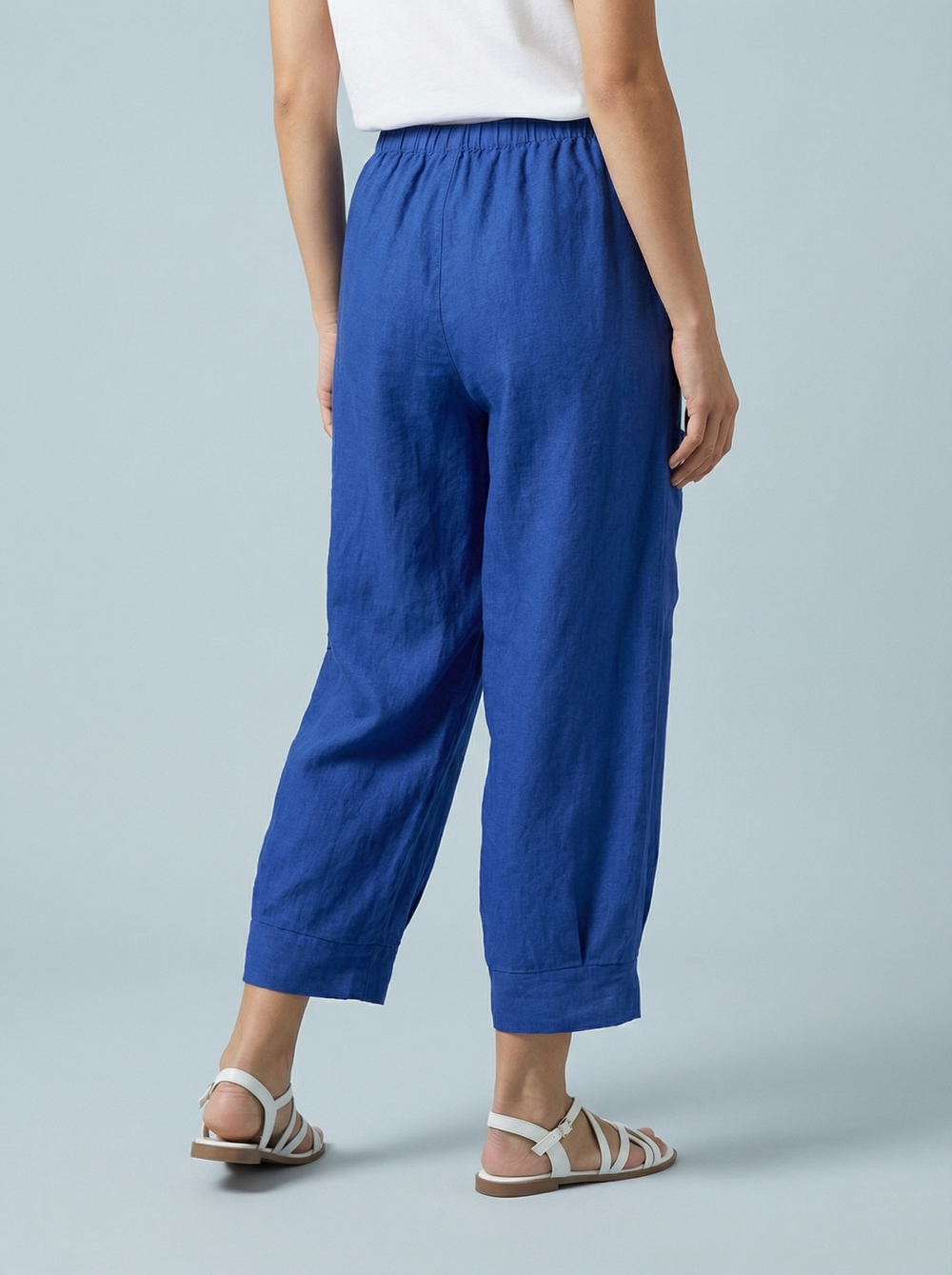 "VICKY” Crop Linen Trouser - Royal Blue