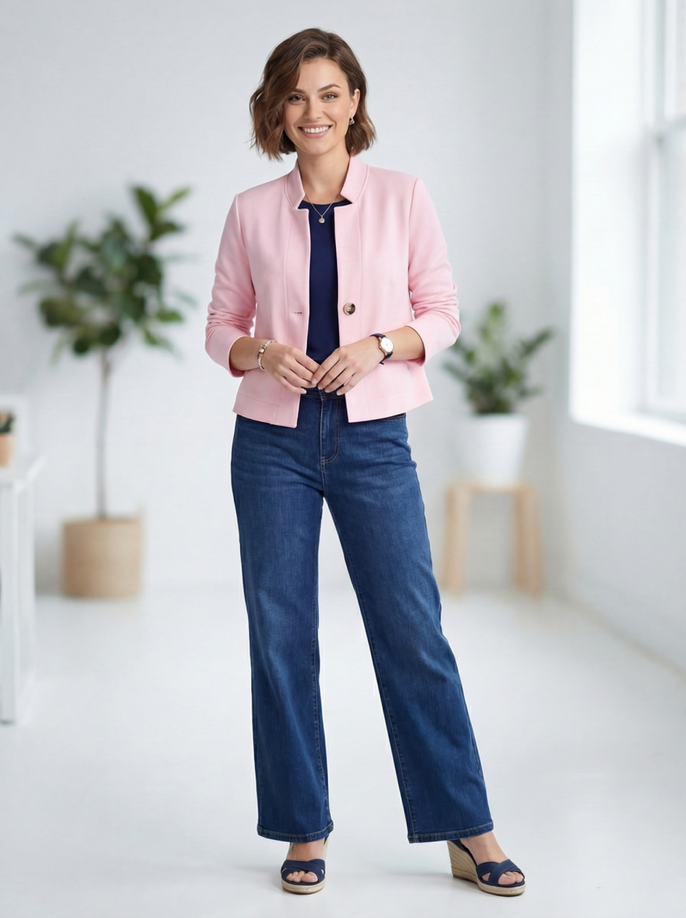 "CLAIRE” Short Scuba Premium Jacket / Blazer - Blush Pink