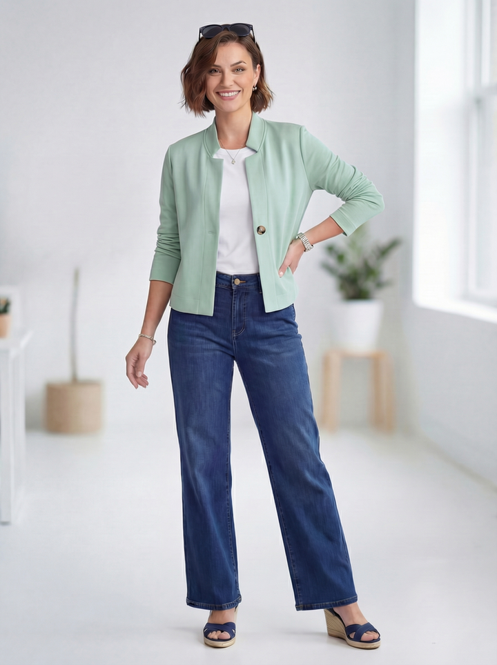 "CLAIRE” Short Scuba Premium Jacket / Blazer - Mint