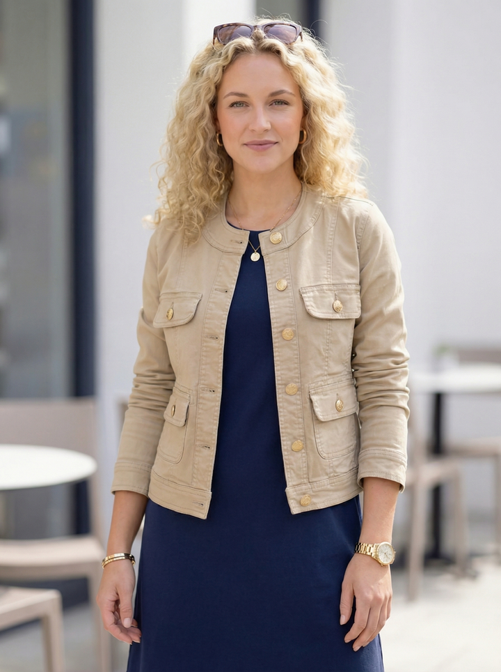 "LIV” Military Denim Jacket - Tan