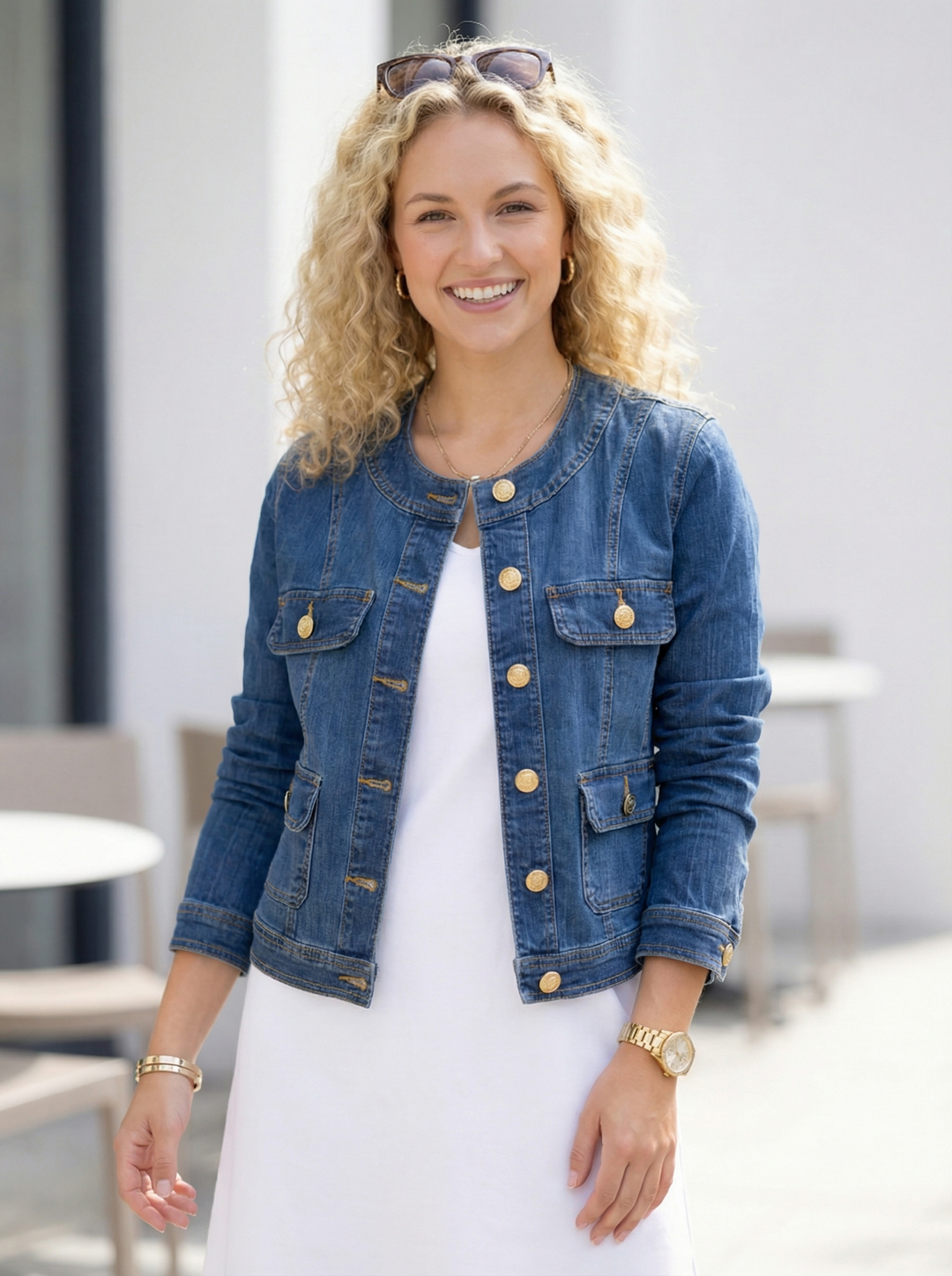 "LIV” Military Denim Jacket - Dark Denim