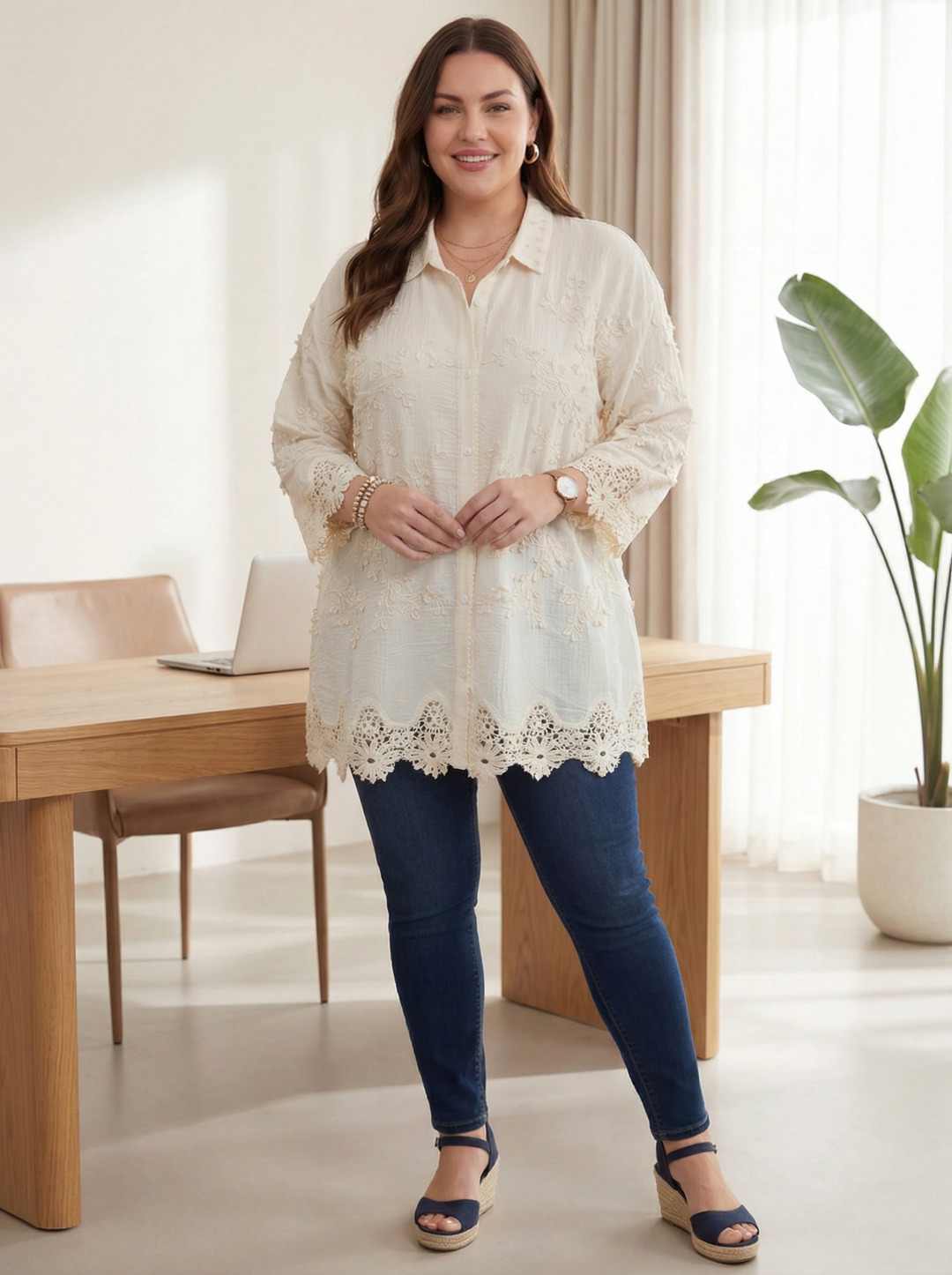 “SYDNEY” Broderie Shirt/ Tunic - Cream